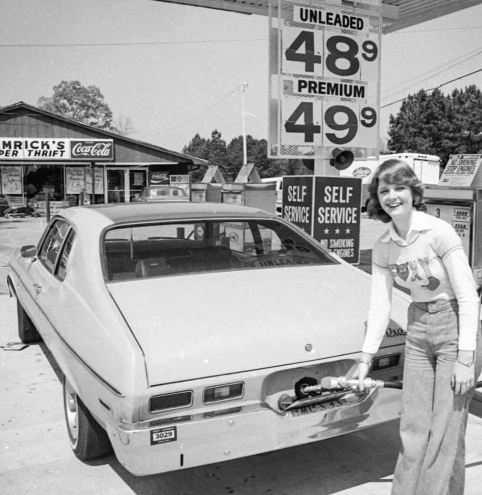 Getting gas in the mid 1970s. 